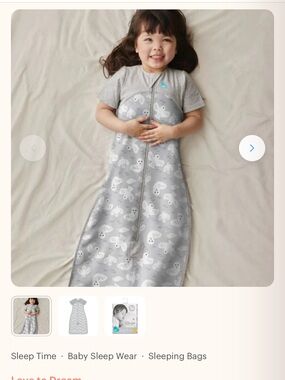 Love to dream Grey Short-Sleeve Printed Sleep Sack